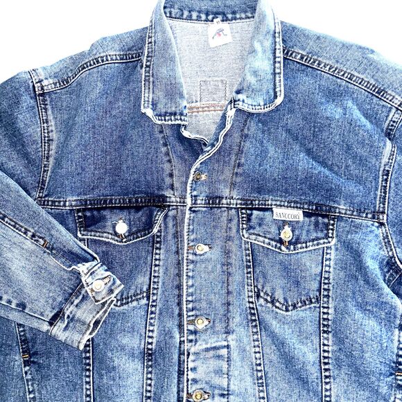 Sanccory Men’s Stone Washed Denim Jacket XL - Picture 2 of 8